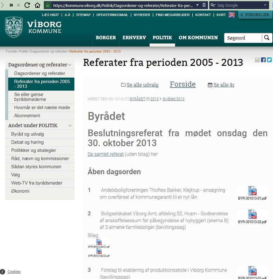 Hugo-referaterne udgør nu en del af Viborg Kommunes hovedwebsted
